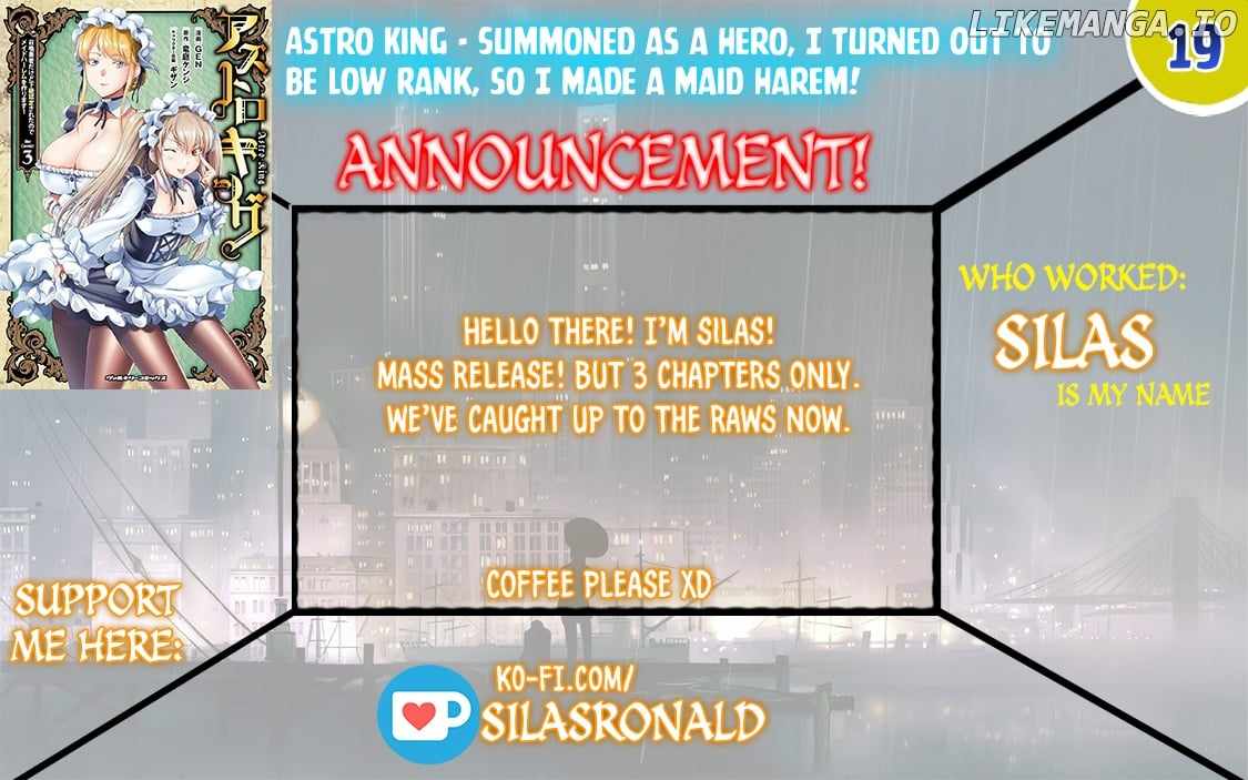 Astro King – Summoned as a Hero, I Turned Out to Be Low Rank, so I Made a Maid Harem! Chapter 19 - Page 1