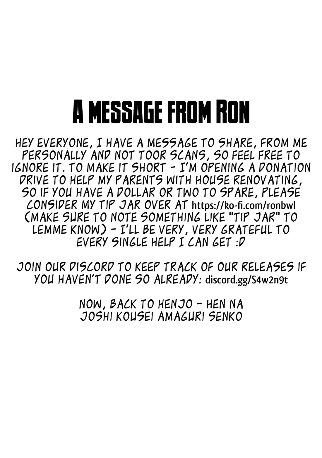 Henjo – Hen na Joshi Kousei Amaguri Senko Chapter 123 - Page 1