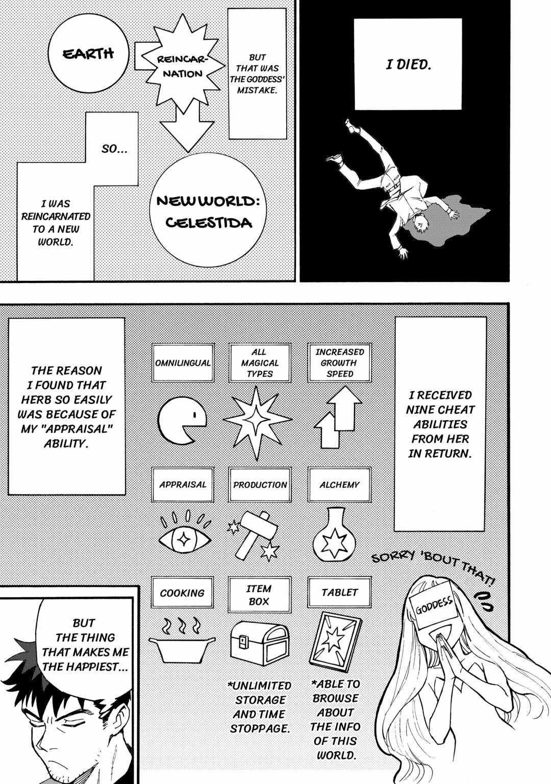 I May Be a Forty-something Old Guy, but Some Goddess Gave Me Nine Cheat Abilities! Chapter 1 - Page 7