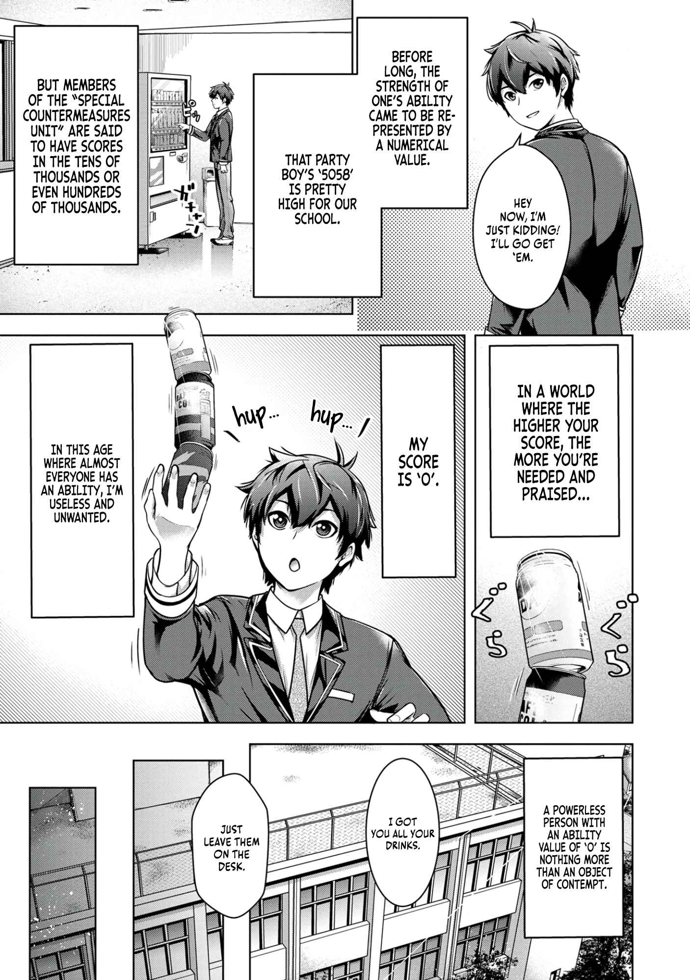 Kamigami no Kennou wo Ayatsurishi Mono ~Nouryoku Suuchi “0” de Sagesumareteiru Ore da ga, Jitsu wa Sekai Saikyou no Ikkaku~ Chapter 1 - Page 11