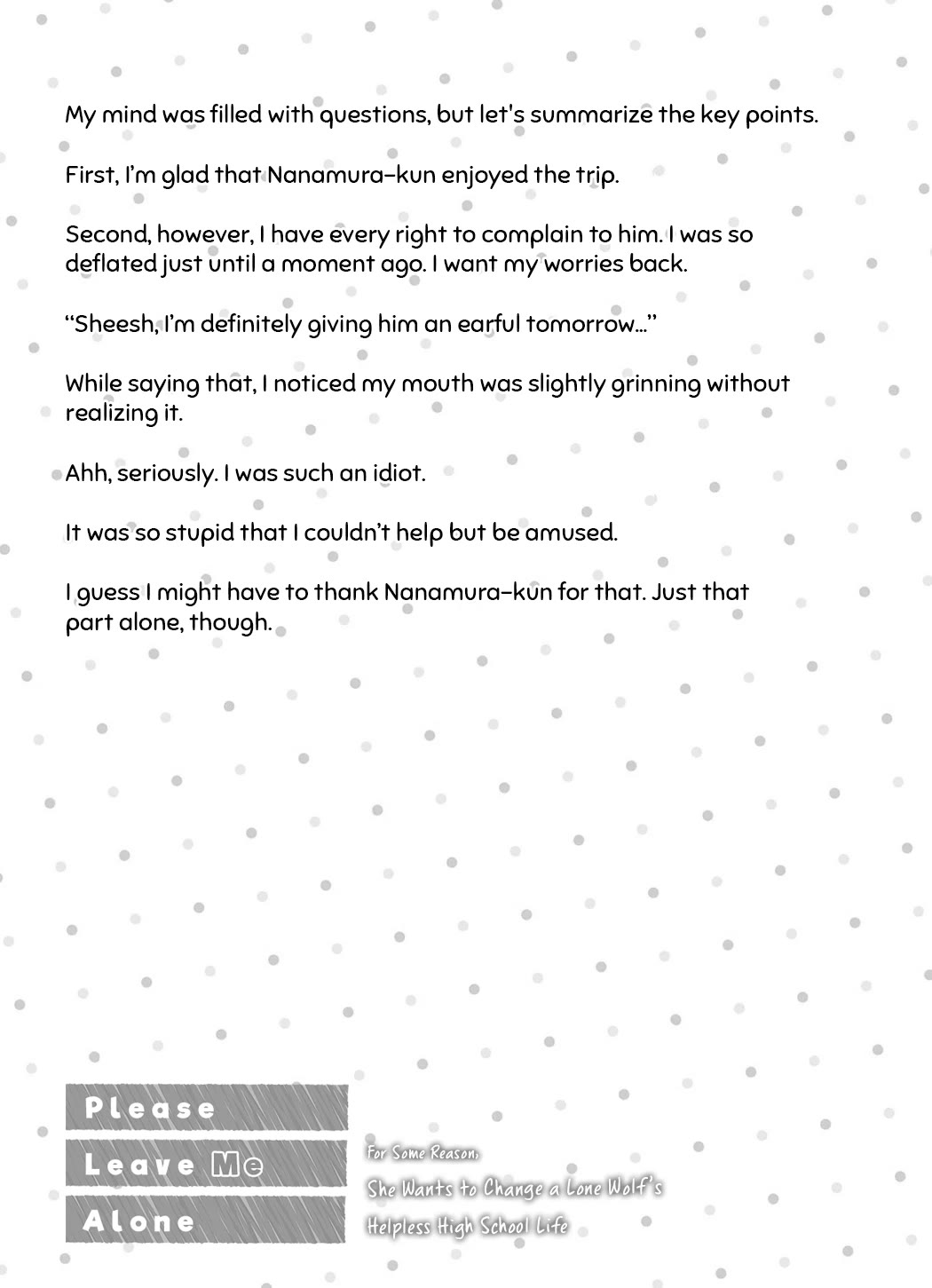 Please Leave Me Alone (For Some Reason, She Wants to Change a Lone Wolf’s Helpless High School Life.) Chapter 17.5 - Page 13