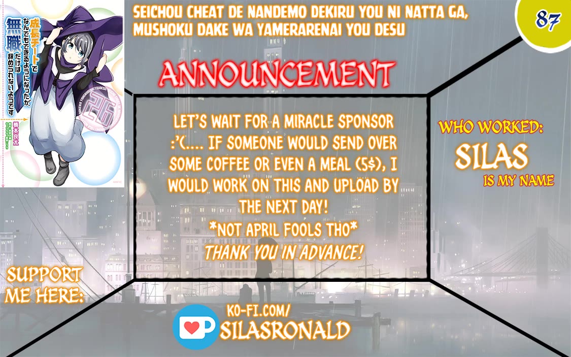 Seichou Cheat de Nandemo Dekiru you ni Natta ga, Mushoku dake wa Yamerarenai you desu Chapter 87 - Page 1