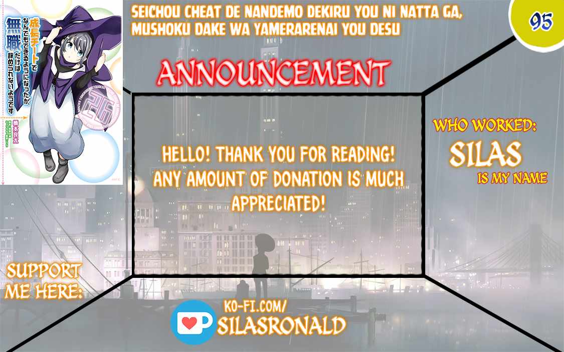 Seichou Cheat de Nandemo Dekiru you ni Natta ga, Mushoku dake wa Yamerarenai you desu Chapter 95 - Page 1