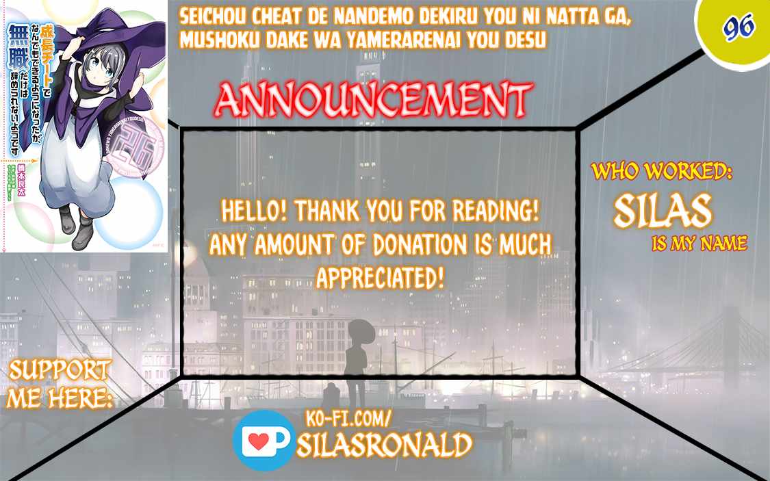 Seichou Cheat de Nandemo Dekiru you ni Natta ga, Mushoku dake wa Yamerarenai you desu Chapter 96 - Page 1