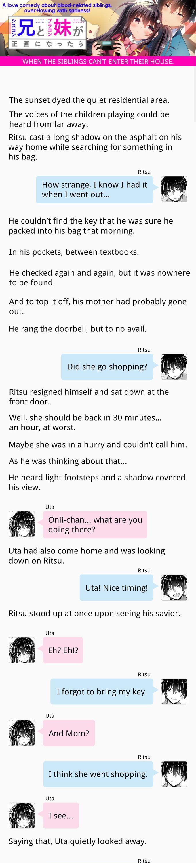 Siscon Ani to Brocon Imouto ga Shoujiki ni Nattara Chapter 0.4 - Page 1