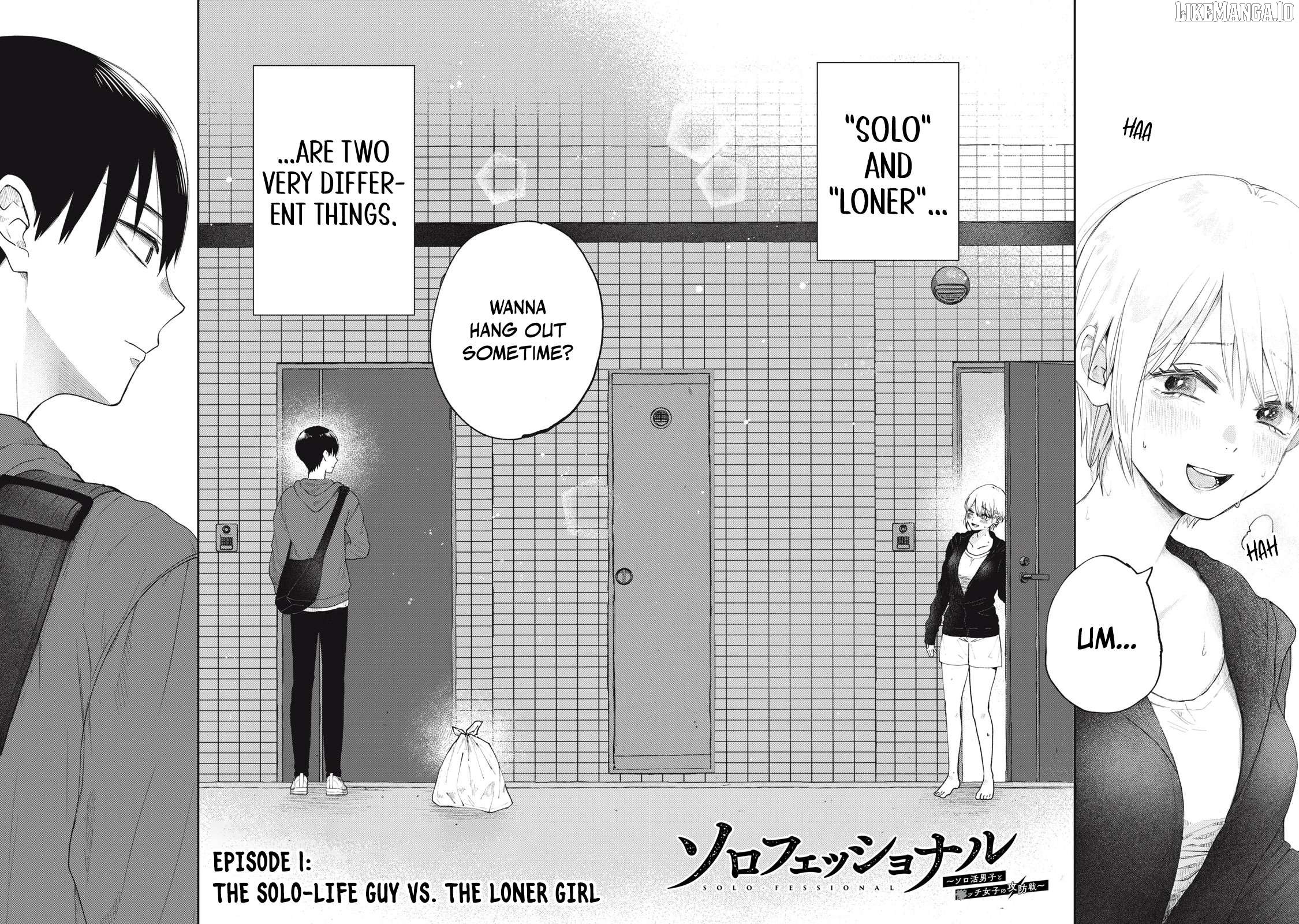 Solo-fessional: Solo Katsu Danshi to Bocchi Joshi no Koubousen Chapter 1 - Page 2