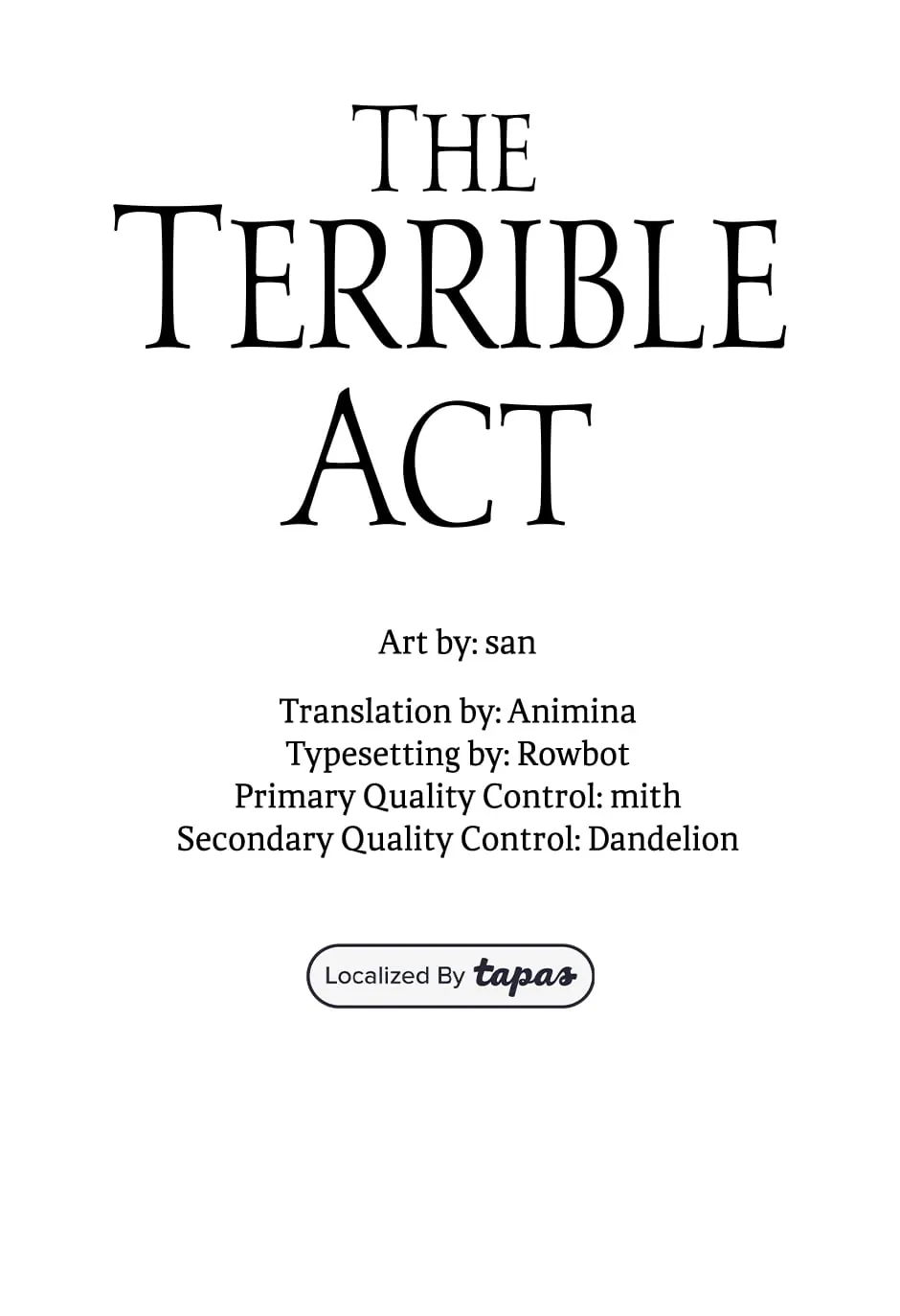 The Terrible Act Chapter 1 - Page 1